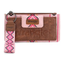 Wrangler Wallet Purse for Women Aztec Clutch Wristlet Wallet with Boho Credit Card Holder WG139-W013LPK
