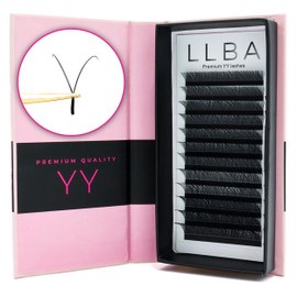 LLBA YY Eyelashes Extensions - 2D Fans Volume Eyelashes | C CC D Curl | Thickness 0.05~0.07mm | 8-15mm Length Mixed Tray | Full Fluffy Volume Look | Long Lasting & Easy Application (YY, 0.07 CC 13mm)