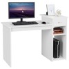 Topeakmart Small White Computer Desk with Drawers and Printer Shelves,