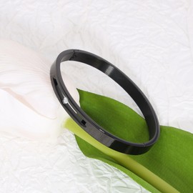 JJDreams 6 mm/0.23in Wide Gold Tone Bangle with a Stone Bangles for Womens Gold Plated Bracelet Modern Jewellery Stainless Steel Bangle,Black