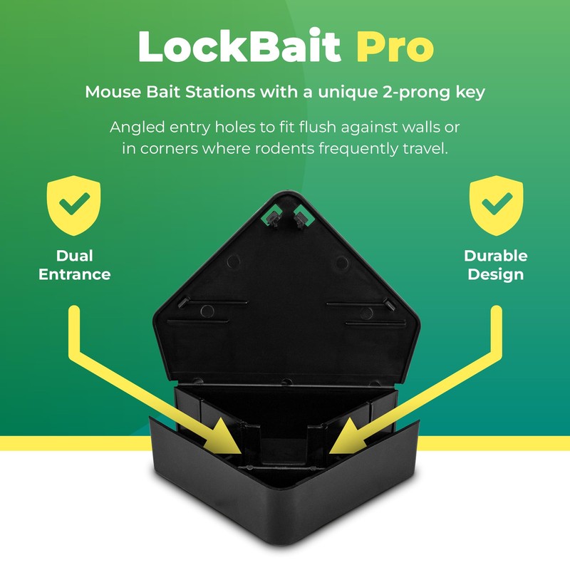 LockBait Pro Mouse Bait Stations | 12-Pack Mouse Bait Box