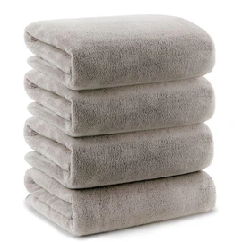 Mofuwa Bath Towel Set, Hyaluronic Acid Infused for Moisturized Skin, 4-Piece Set, Microfiber, Thick, Quick-Dry, Small Bath Towel, Mini Bath Towels, Gray, 4 Bath Towels