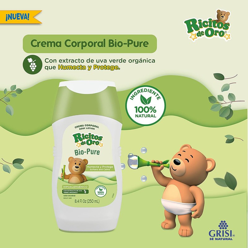 Ricitos de Oro, Crema Bio Pure, con extracto de uva