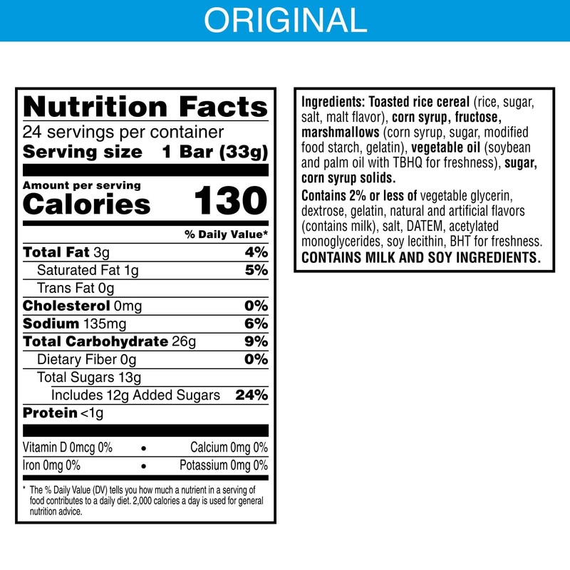 Rice Krispies Treats Homestyle Marshmallow Snack Bars, Kids Snacks, Lunch