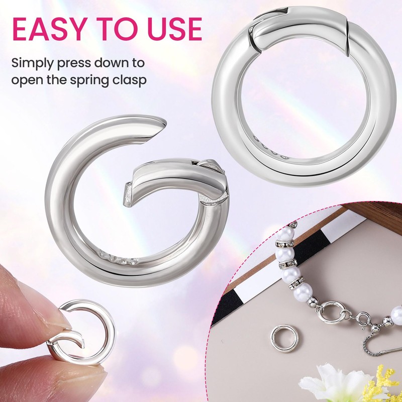 Pndeyo 1pc 925 Sterling Silver Round Jewelry Clasps, 0.48x0.48in, Gold