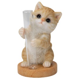 Uvia H22166-1A Tea Tiger Cat Vase, 2.2 x 2.2 x 3.3 inches (5.5 x 5.5 x 8.5 cm), Doll, Figure, Figure, Animal, Garden, Decorative, Realistic, Cute, Cat