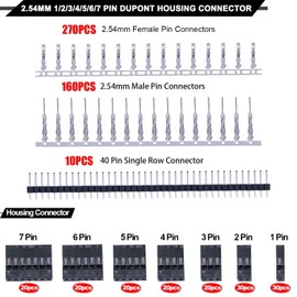 Taiss 600PCS JST connector kit 2.54mm 1/2/3/4/5/6/7 Pin Housing Connector and Male Female Crimp Pin,Dupont Crimp Pin Adaptor Assortment,Jumper Wire Cable Pin Header