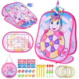 Corrit Girls Toys Age 3-10, Unicorn Toys Gifts for Girls toys for 3-10 Year Old Girls Christmas EVE Gifts for Girls Birthday Presnets Gifts for 3-10 Year Olds Girls Garden Toys Kids Dart Board set