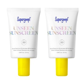Supergoop! Unseen Sunscreen SPF 50 Invisible Sun Protection for Face - Broad Spectrum Face Sunscreen + Makeup-Gripping Primer - Weightless, Scentless, Oil Free - All Skin Types - 0.68 fl oz, 2 Pack