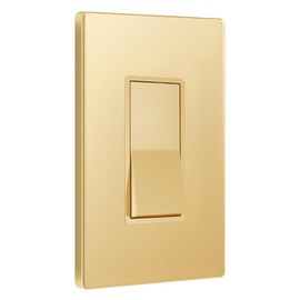 ENERLITES Elite Series Decorator Switch with Screwless Wall Plate, Paddle Light Switch, 3-Way or Single Pole, 3 Wire, Grounding Screw, Residential Grade, 15A 120V, UL listed, 93150-GDWP