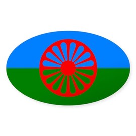 CafePress Flag of The Romani People Romani Flag Sticker Oval Car Bumper Sticker
