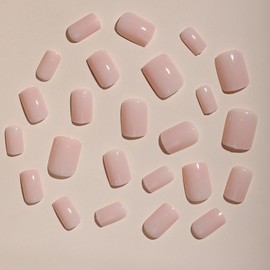 Square Fake Nails Short Press On Nails With Pink Glossy Designs Full Cover Glue On Nails Pure Color Glossy False Nails Acrylic Nails Press Ons Artificial Stick On Nails For Women