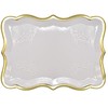 10 White Rectangle Trays with Gold Rim Border for Dessert