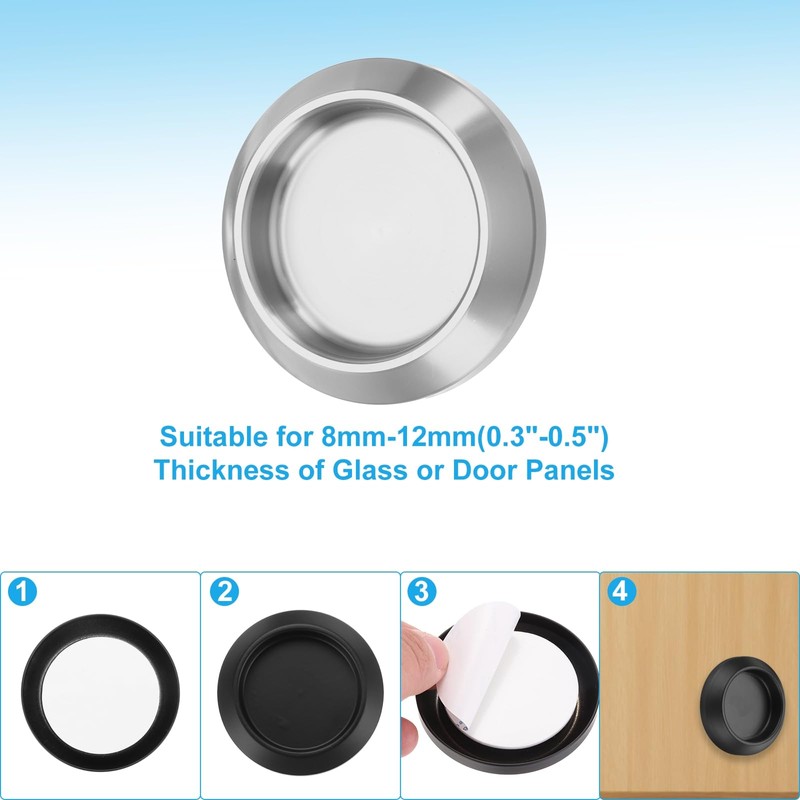 sourcing map 2PCS Round Shower Glass Sliding Door Handles, 304
