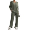 JENJON Women Suit 2 Pieces Tracksuit Long Sleeve V Neck