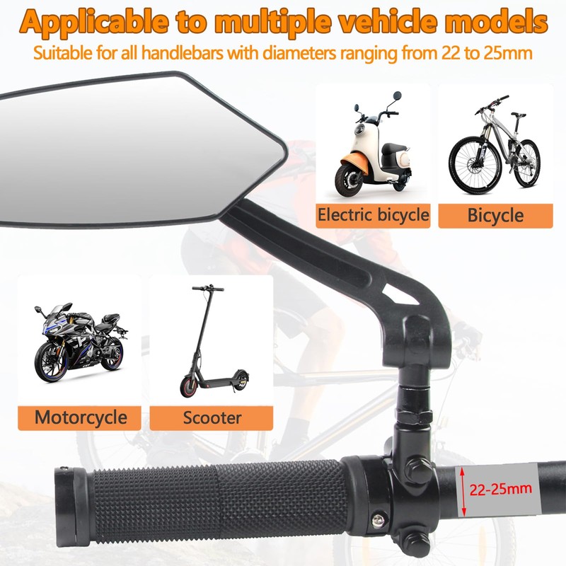 Foldable mirror for mountain bikes, 360-degree rotatable mirror, Bicycle Mirrors
