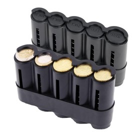 JINJUMEI Pack of 2 Coin Box Euro Coin Storage Box Compact Coin Holder with 5 Coin Sorter Change Sorter Box Coin Collector Coin Dispenser for Waiters, Taxi Drivers and Market Vendors