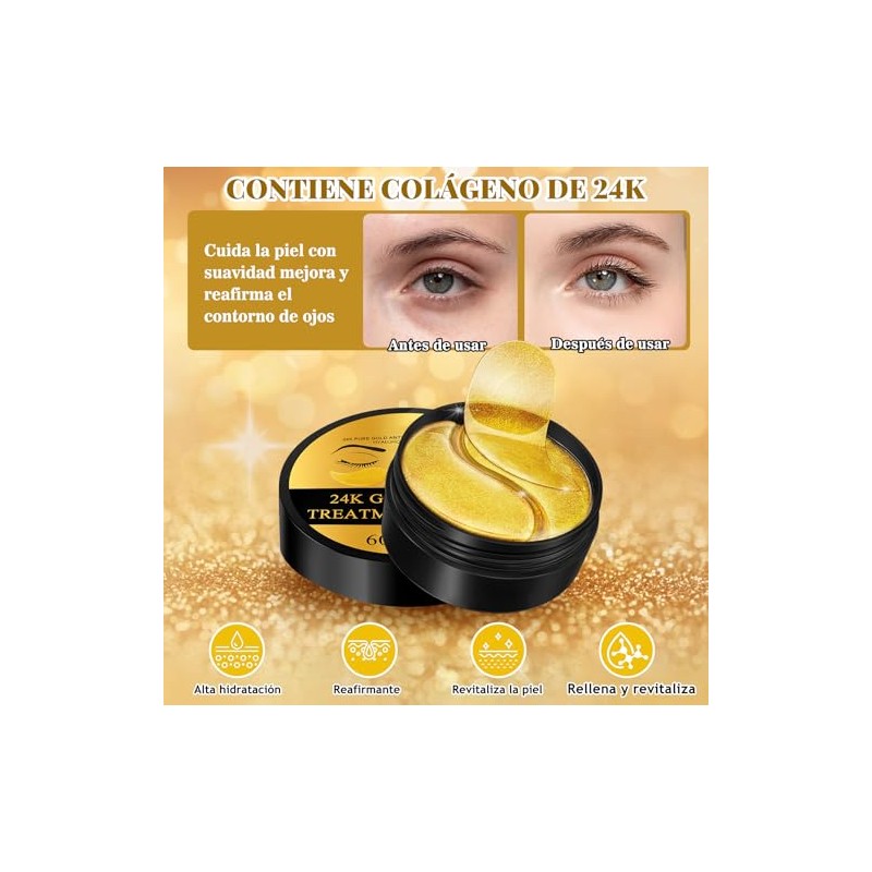 Parches para Ojos, Máscaras de colágeno de 24 K en