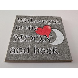 Decorative Love Quote Fridge Magnet, 8 cm x 8 cm, Grey with Red Heart Design