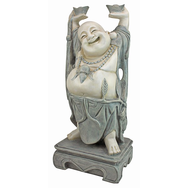 Design Toscano KY356 Jolly Hotei Laughing Buddha Asian Decor Garden Statue, 25 Inch, Two Tone Stone