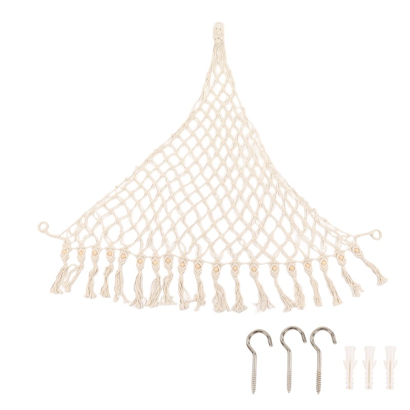 Stuffed Animal Hammock Hand Knitted Bohemian Style Cotton Rope Widely