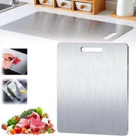 Yamato Chopping Board, Titanium Chopping Board, Chopping Board for Kitchen, Yamato Pure Titanium Chopping Board, Double-Sided Stainless Steel Chopping Board, Large Cutting Mat Titanium (34 x 23 cm)