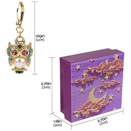 Biiange Owl Earrings, Pearl Earrings, Cute Owl Drop for Mom Girlfriend Wife Fine Jewelry Gifts (1 Pair Blue)