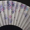 Fashionable kimono Iroha Women's Fabric Fan, Dyed Bone, Blossom, Blue,