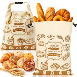 Reusable Bread Bags for Homemade Bread, 16"x12.5" Sourdough Bags with Foodgrade TPU Lining, Cotton Bread Bag with Insert Buckle Keep Breads Fresh, Portable Bread Storage for Homemade Bread, 1 Pcs
