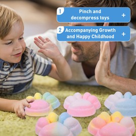 3pcs Rainbow Big 5in taba Squeeze Cat Paw Squeeze Toys,Cat Paw Squishy,Cute Kawaii Squishies,Squishy Cat Paw Fur Ball,Jelly Kitty Paw Squishy Funny for Adults Kids (3pcs Rainbow Big 5in)