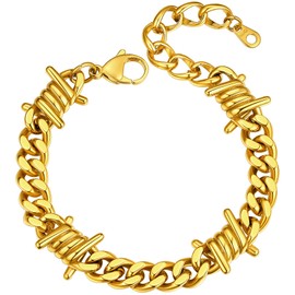 Gothic Thorns Bracelet Punk Rock Hip Hop Necklace Barbed Wire Gold Chain Bracelet Rock Jewelry for Men Women