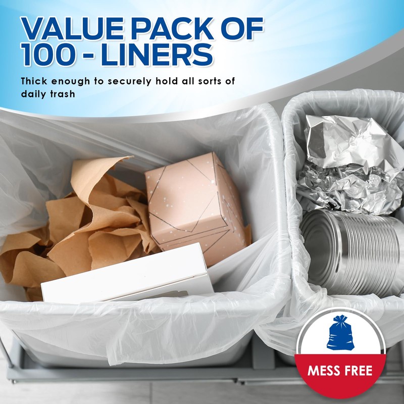 PAMI 13-Gallon Tall Garbage Bags [130-Pack, White] With Twist Ties
