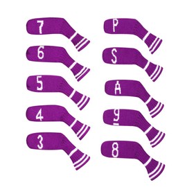 Scott Edward 10Pcs Golf Iron Headcover Set Washable & Durable Adorable Socks Shape Golf Club Irons Head Protector,Numbers from 3-9,ASP (Purple)