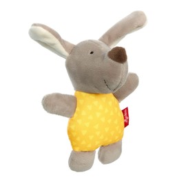 SIGIKID 42799 Rattle Dog Red Stars Girls and Boys Baby Toy Recommended from Birth Yellow/Grey