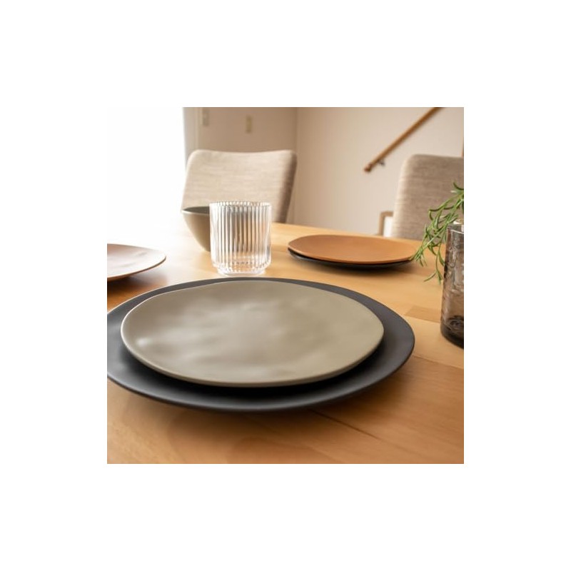 Natural Dishwasher-Safe Tableware TT20744176 Matte Black Medium Plate, Salad Plate,