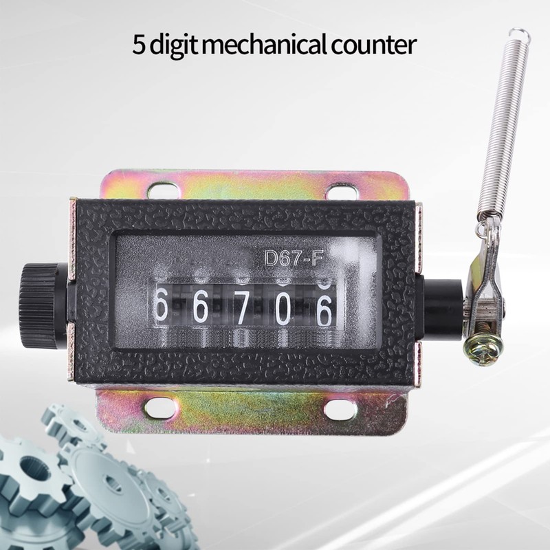 5 Digit Train Counter, D67-F Mechanical Resettable Manual Pull Stroke