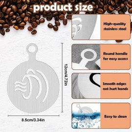 Kaffeeschablonen aus Edelstahl, 6 Pcs Kaffee-Dekorationsschablone cappuccino schablonen kaffee schablonen kaffee Latte Art Schablonen tortenschablone für Kaffee Kuchen Dekorieren