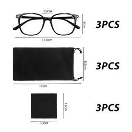COACOM 3 Pack Anti Blue Light Glasses with Cleaning Cloth and Carry Bag, Fashion Glasses, Anti-Glare Anti Blue Light Protective Glasses, Filter Round Glasses (Black, Clear, Brown), Black, transparent,