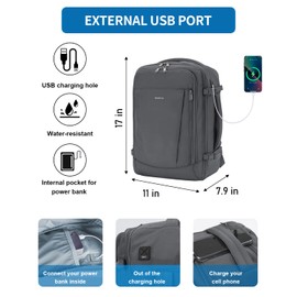 ECOHUB Ryanair Backpack 40 x 20 x 25 cm Hand Luggage 13 Pockets Travel Backpack Aeroplane Carry-ons Waterproof Backpack Women's Small PET Recycled Environmentally Friendly 20L, gray