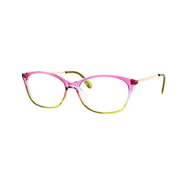 Womens Classic Mod Minimal Oval Rectangular Reading Glasses Pink Green +2.0