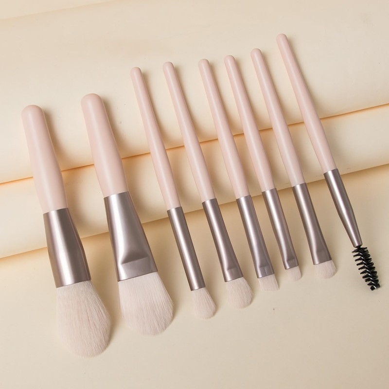 LUYING Makeup Brushes Apricot 8 Pieces Makeup Brushes, Premium Fiber