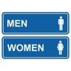 Letrero de baño estándar para hombres y mujeres, azul, pequeño,