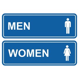 Letrero de baño estándar para hombres y mujeres, azul, pequeño, 1 juego (2 piezas)