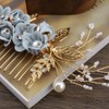 Hair Comb Flower Side Hair Clips Rhinestone Pearl Flowers Headpiece