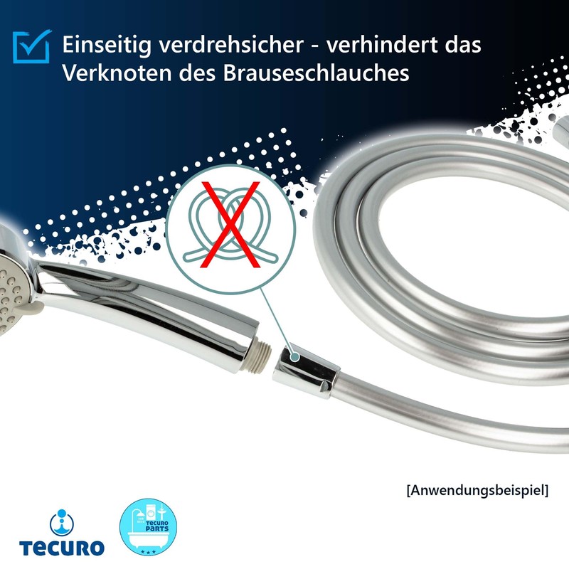 tecuro Premium Shower Hose 2.00 m Twist-Proof Silver Smooth KTW/DVGW