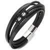 COOLSTEELANDBEYOND Mens Women Multi-Strand Black Braided Leather Bracelet Bangle with