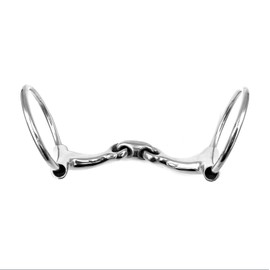 Equine Smile ES0094 ErgoBit Blocked Water Snaffle Ring Snaffle Double Broken with Fixed Angle Stainless Steel Ring Diameter 65 mm Bit Thickness 16 mm (13.5 cm)