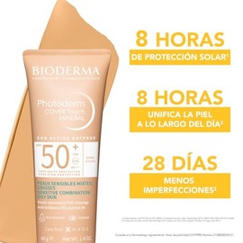 BIODERMA, Protector Solar, Photoderm COVER Touch Mineral Tono Dorado, FPS50+, Alta Cobertura, Efecto Maquillaje, 40ML