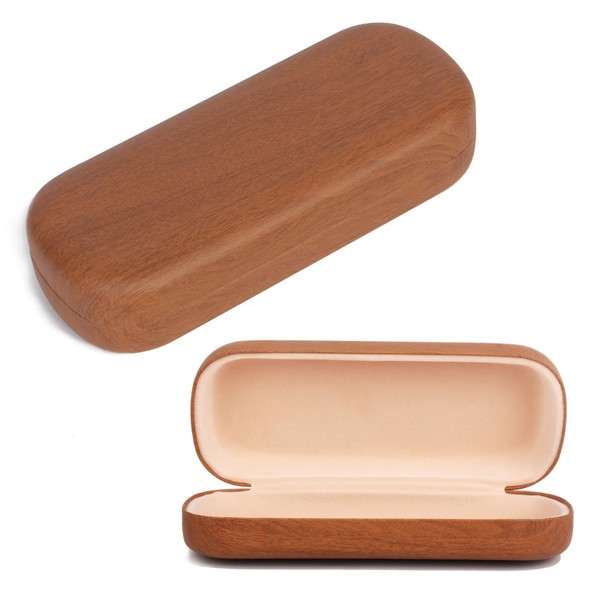 KUHEITAER Hard Shell Glasses Case, Portable Wood Grain Sunglasses Case,