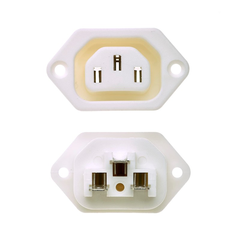 IEC Flange Mount Socket - White, Pack of 2 -